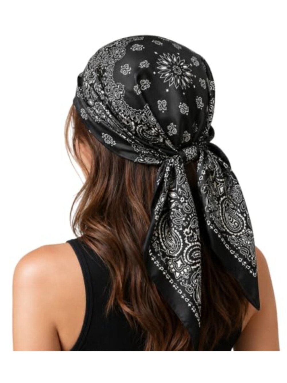 Paisley Satin Hair Scarf Square 35.5in Silk Like Wrap Bandana